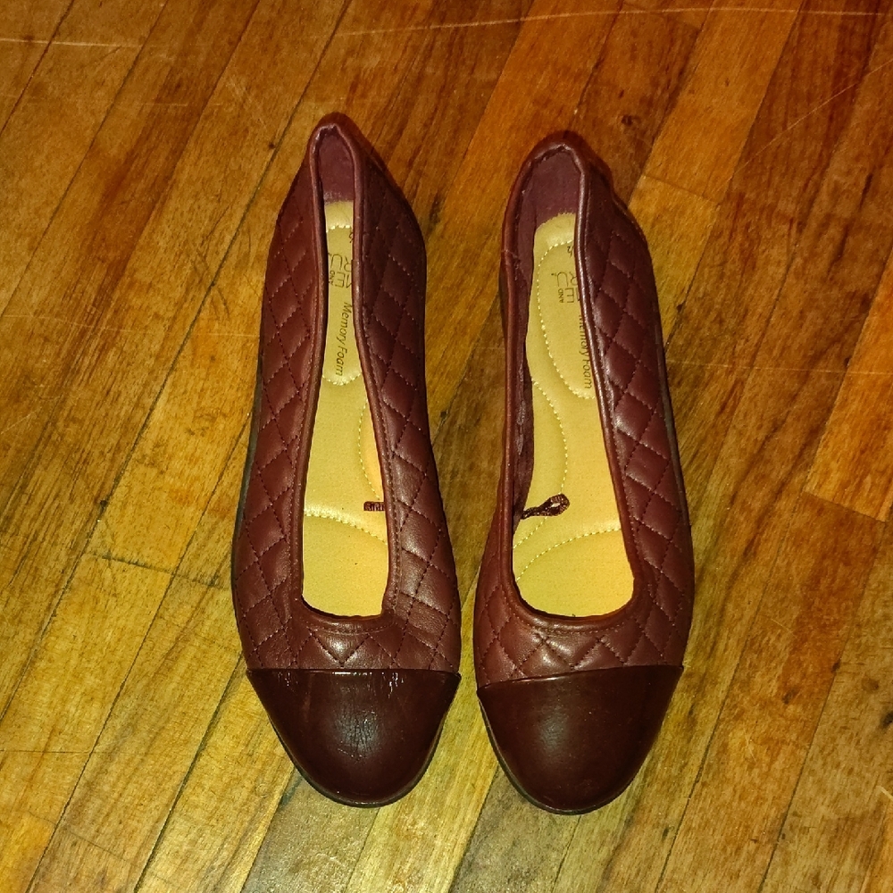 Time and Tru Brown Quilted Flats
